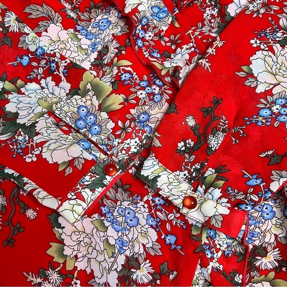 WYLDR Wicked Games Red Floral Long Sleeve Wrap Dress Size Small - Picture 12 of 14